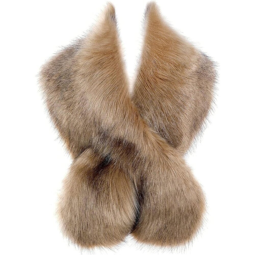 Women's Camel BABEYOND Faux Fur Shawl for Winter Bridal Wedding Party Cover Up